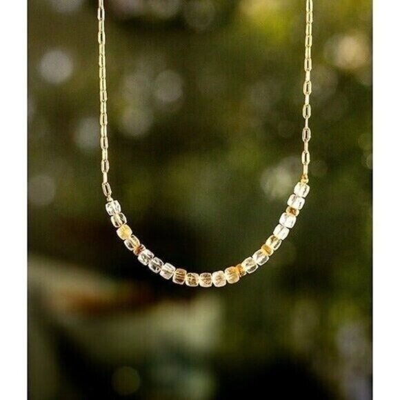 GORGEOUS Jewelry Set Citrine Beaded Necklace & Citrine Threader Earrings - Picture 6 of 15